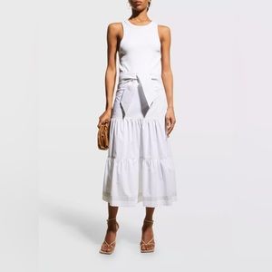 Veronica Beard Jeans Women’s White “Austyn” Self-Tie Tiered Midi Tank Dress